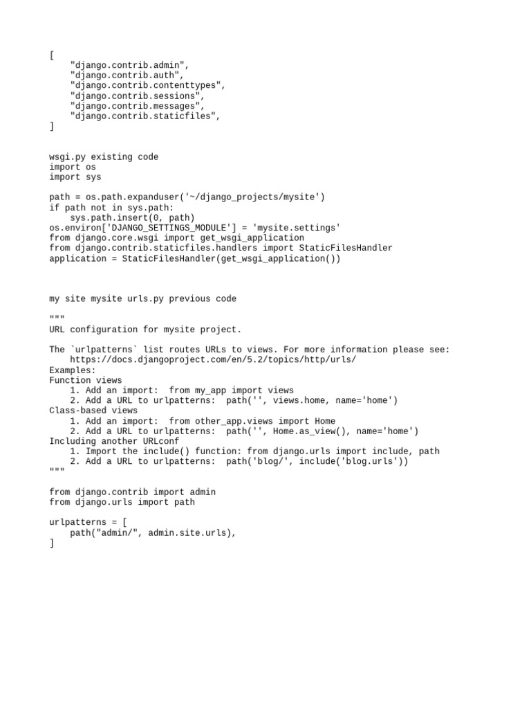 Django Project WSGI and URL Setup | PDF