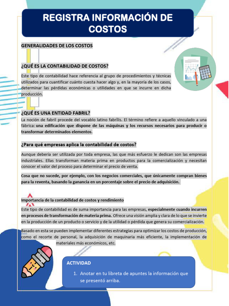 Generalidades de la Contabilidad de Costos | PDF | Costo | Contabilidad
