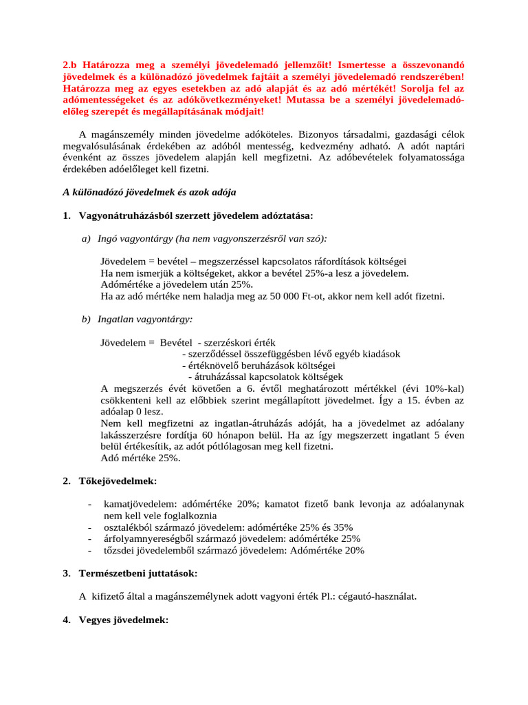 A Különadózó Jövedelmek És Azok Adója | PDF