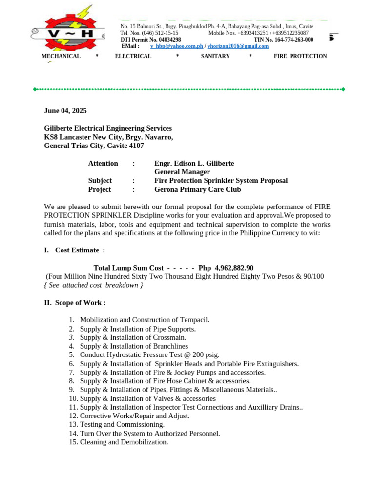 Fire Protection Sprinkler System Proposal | PDF | Pipe (Fluid ...