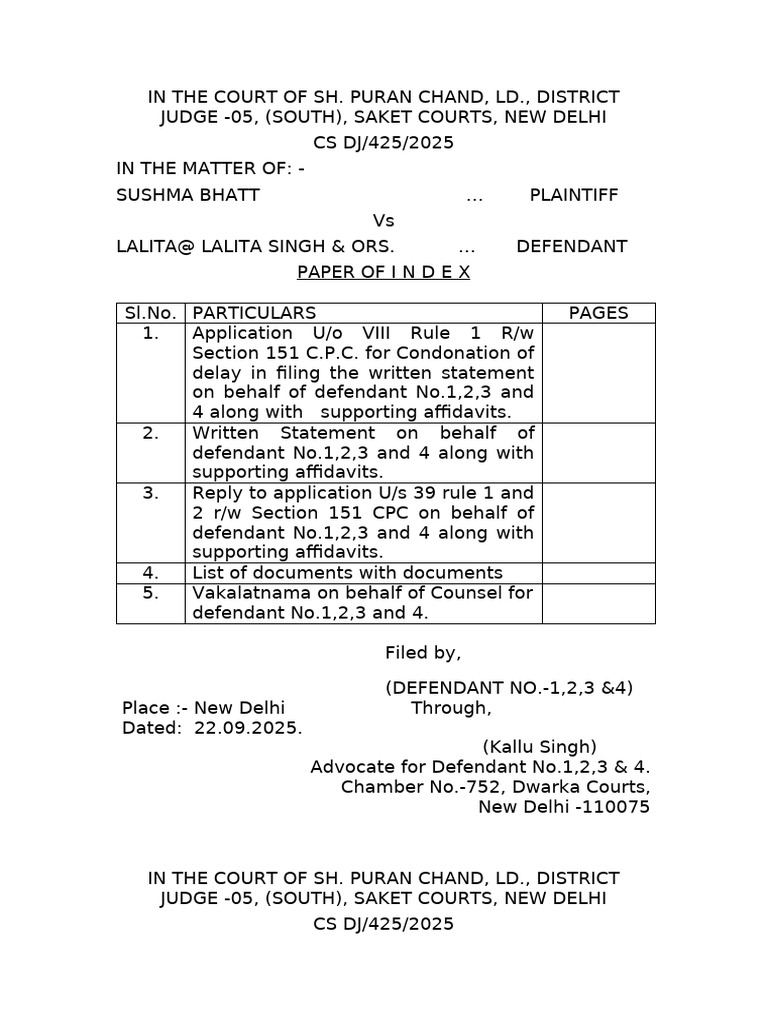 Condonation of Delay in Written Statement | PDF | Lawsuit | Affidavit