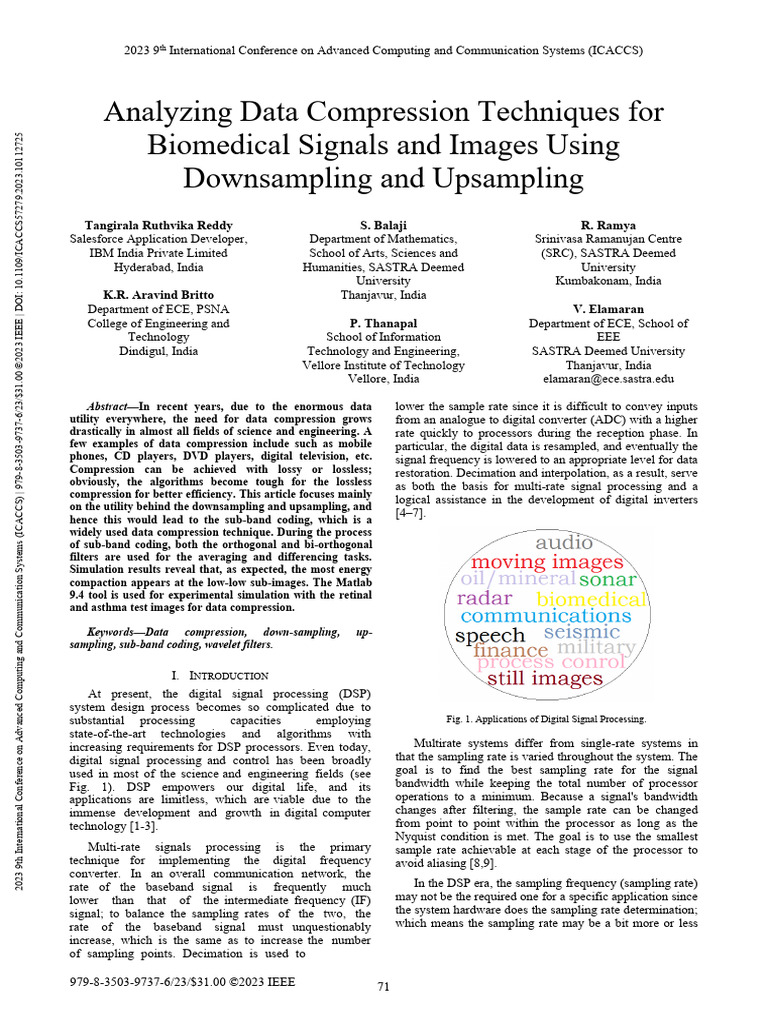 Data Compression in Biomedical Imaging | PDF | Digital Signal ...
