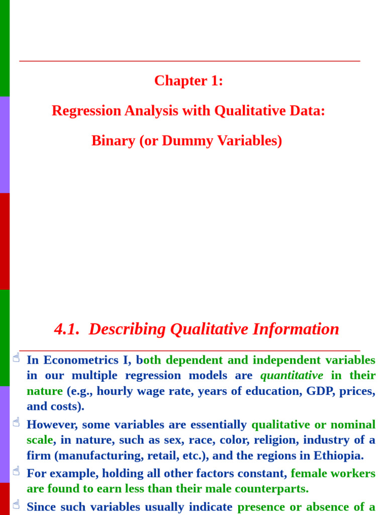 Regression Analysis with Dummy Variables | PDF | Logistic Regression ...