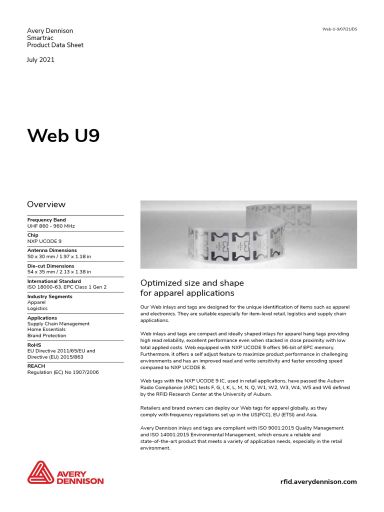 NXP UCODE 9 Web Inlays for Apparel | PDF | Radio Frequency ...