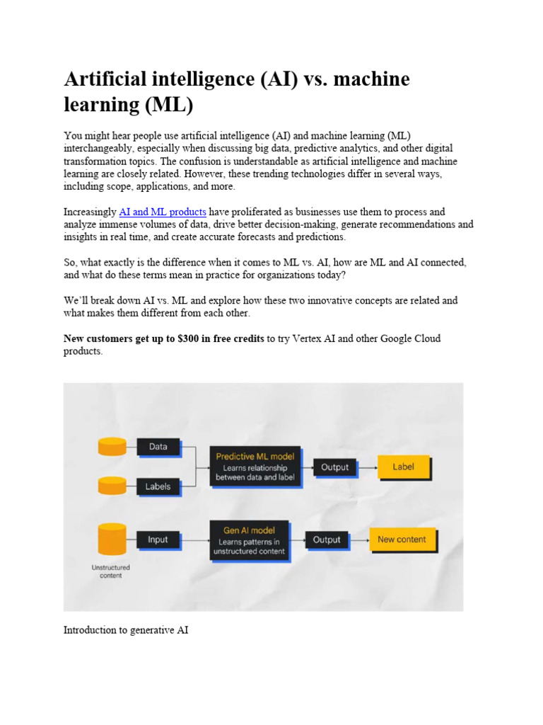 AI vs. ML: Key Differences Explained | PDF | Machine Learning ...