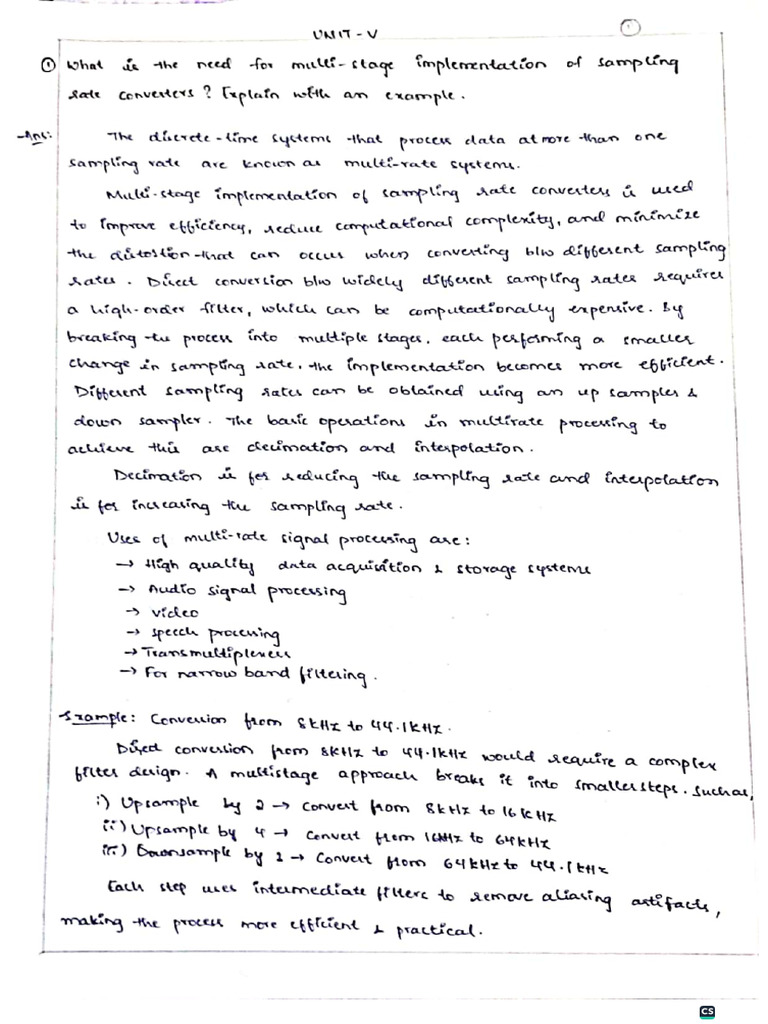 DSP Unit-5 Solutions | PDF