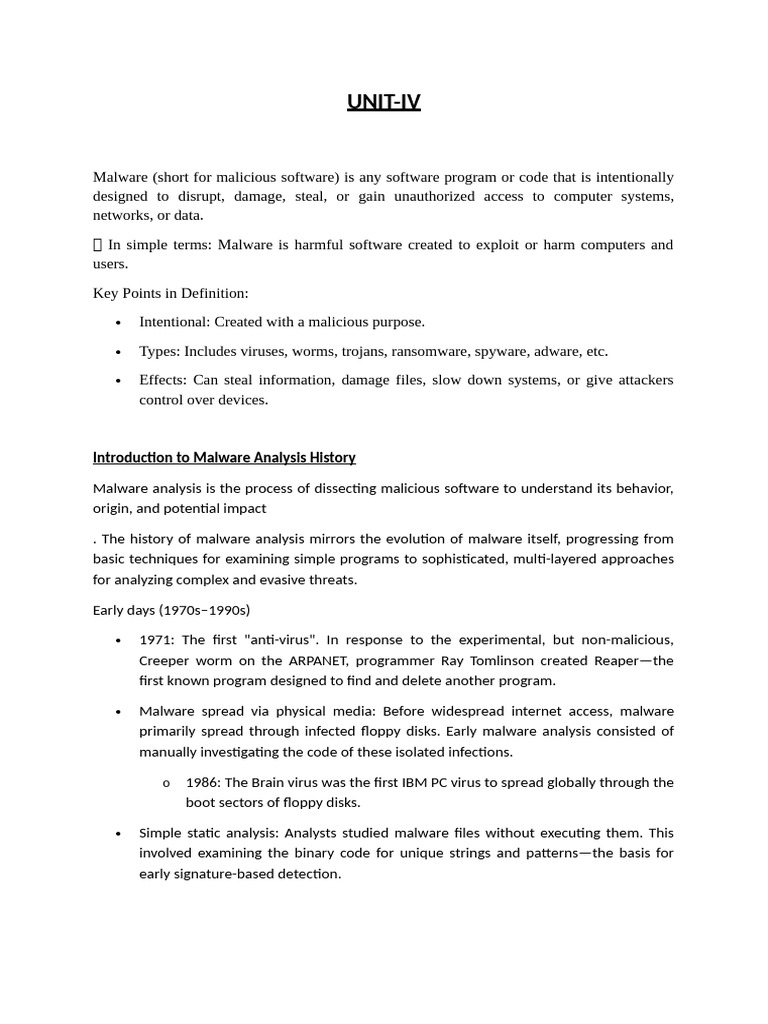 UNIT-IV | PDF | Malware | Computer Virus