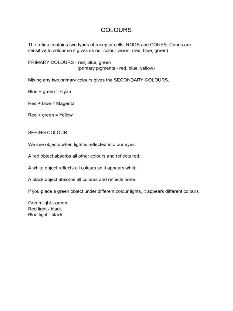 Colours (Form 3) | PDF