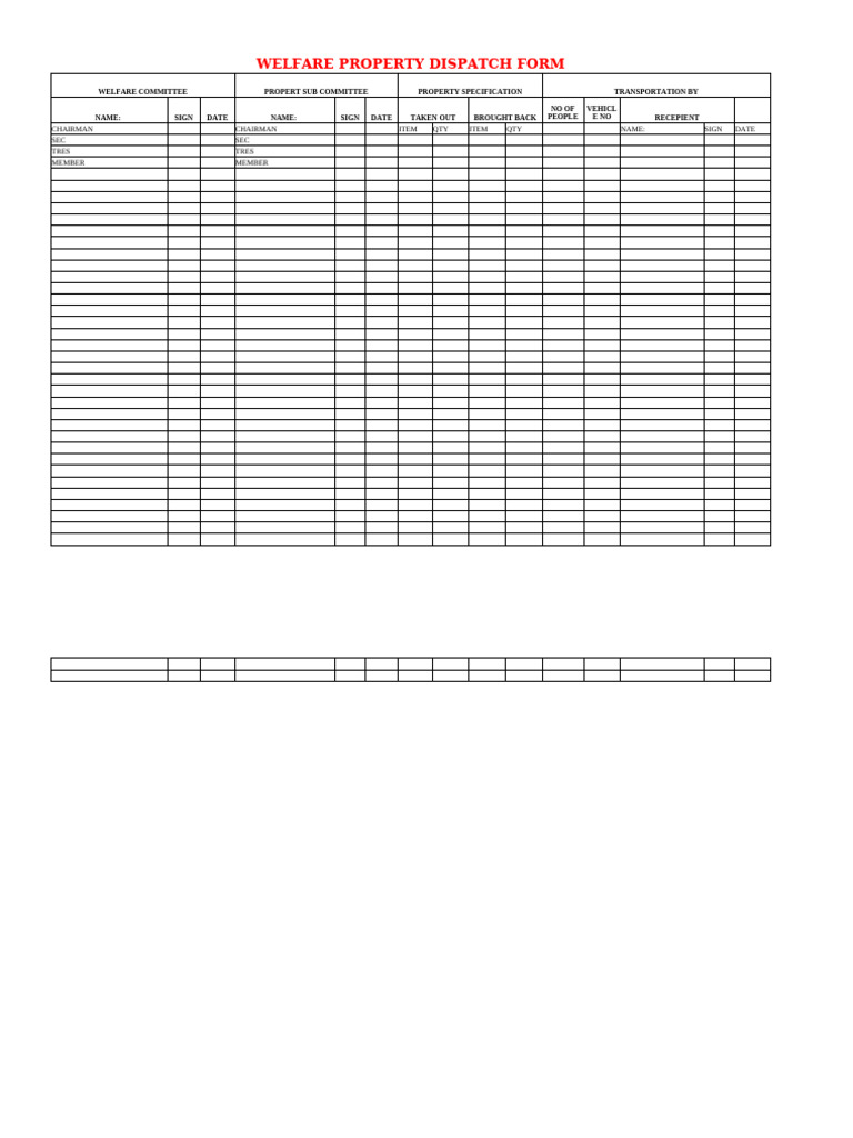 Welfare Property Dispatch Form | PDF