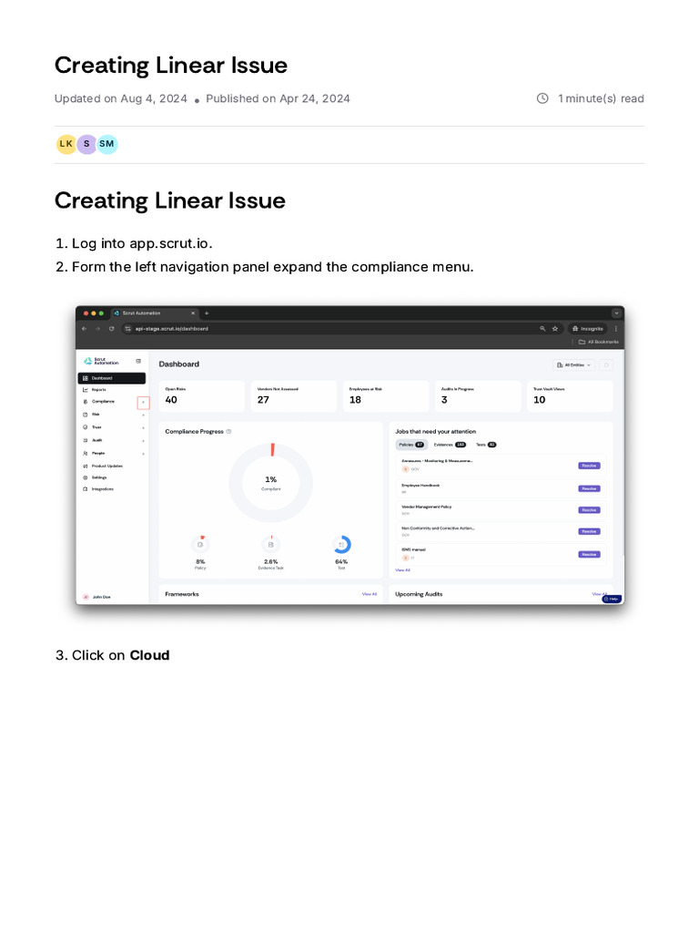 Creating Linear Issues in Scrut.io | PDF