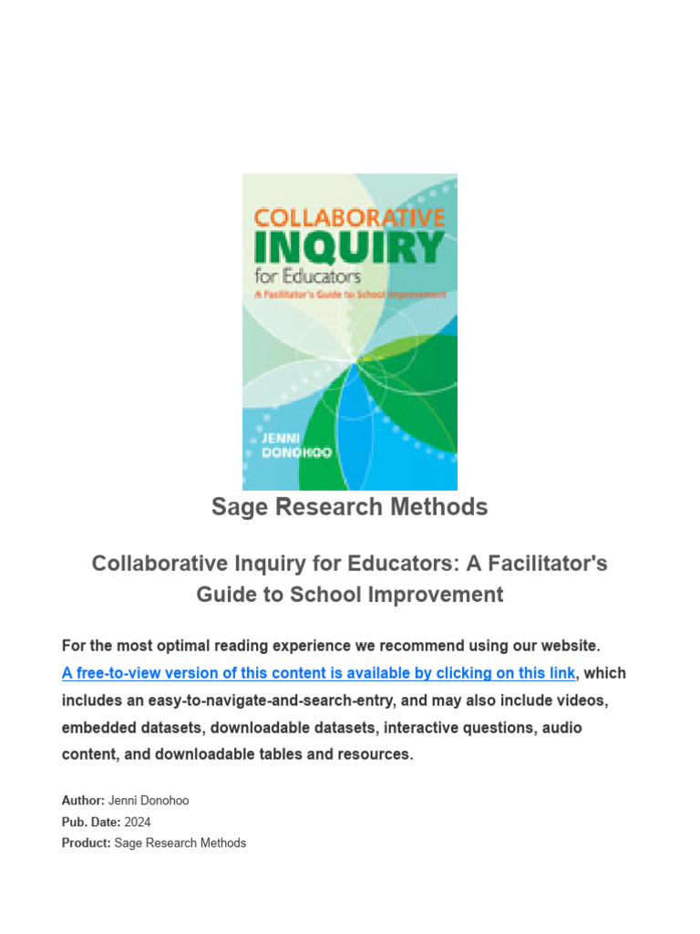 Collaborative Inquiry for Educators | PDF | Learning | Teachers