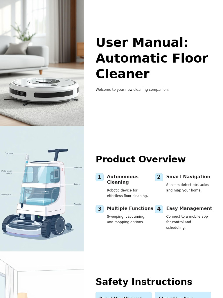 User Manual Automatic Floor Cleaner | PDF | Vacuum Cleaner