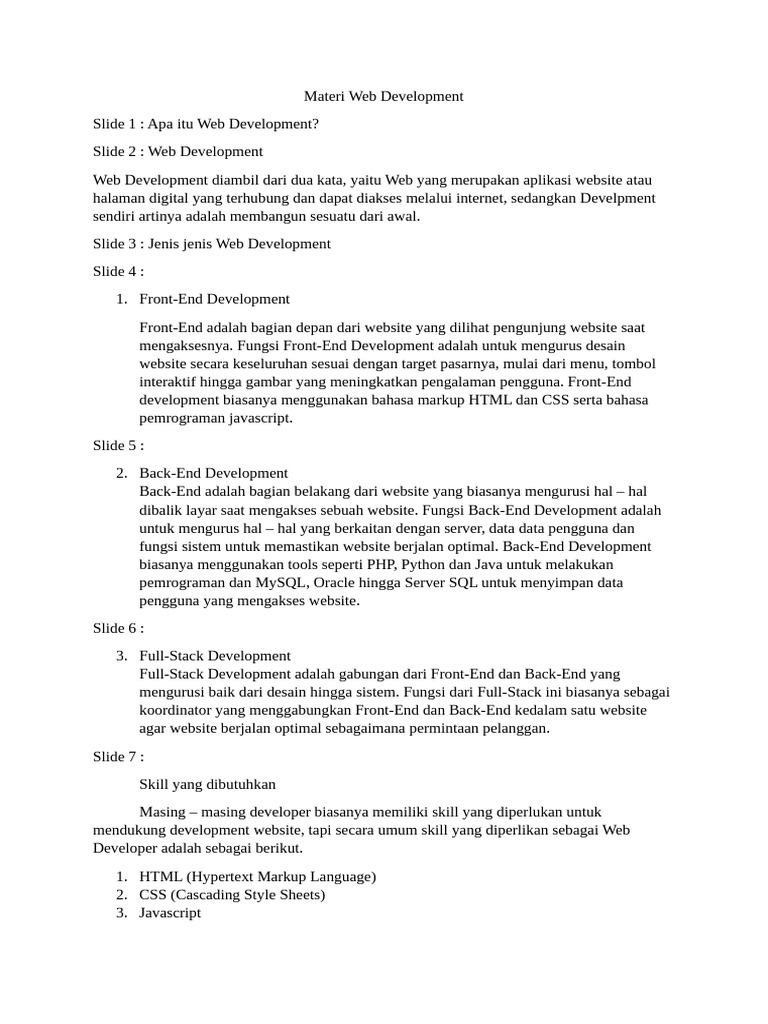 Panduan Lengkap Web Development | PDF