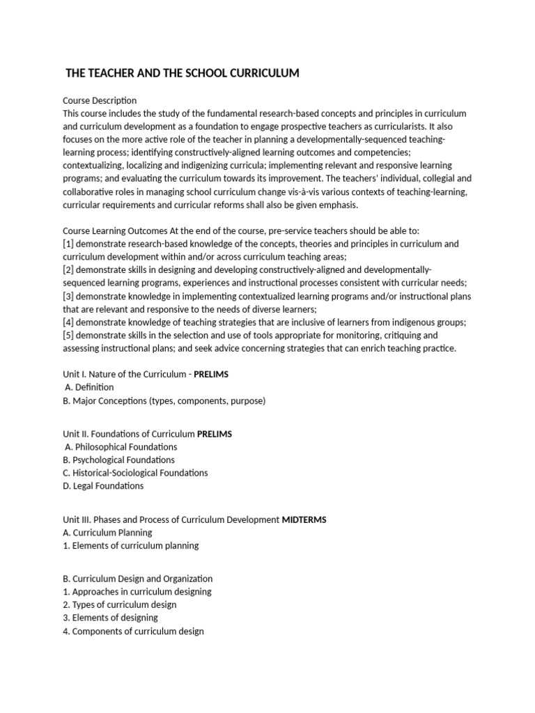 Teacher's Role in Curriculum Development | PDF | Curriculum | Teachers