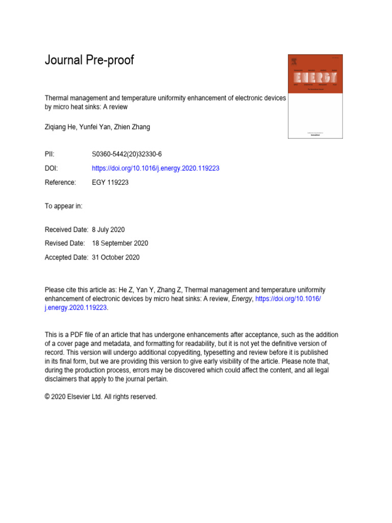 Micro Heat Sinks for Electronic Cooling | PDF | Microprocessor ...