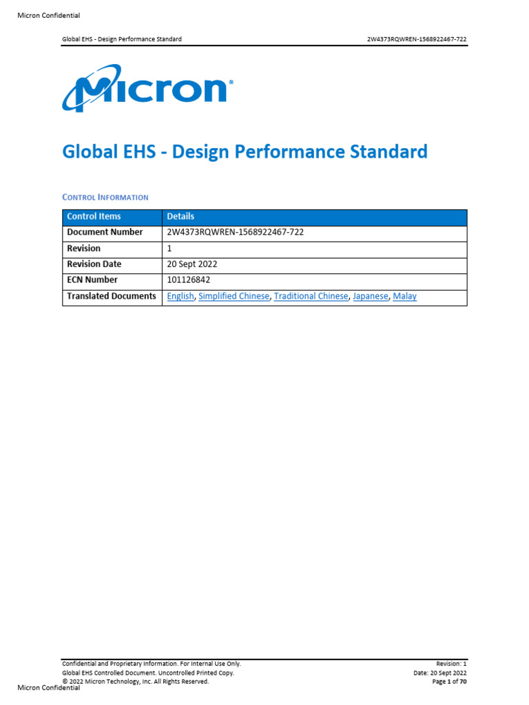 Global EHS Design Performance Standard | PDF | Personal Protective ...