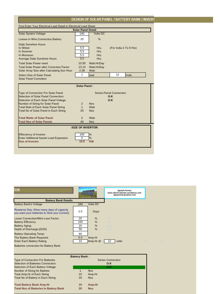 Solar Panel and Battery Bank Design Guide | PDF | Solar Panel | Power ...
