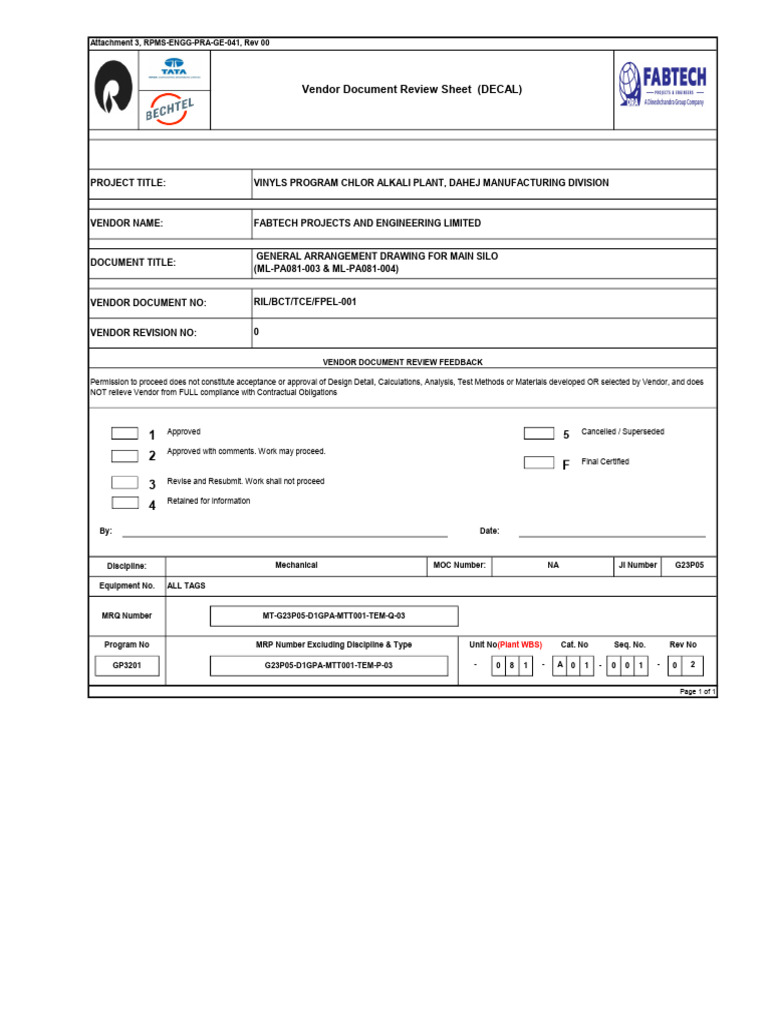 Vendor Document Review for Silo Design | PDF