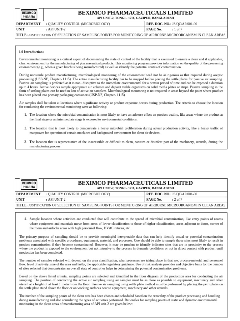 Airborne Microorganism Sampling Justification | PDF | Environmental ...