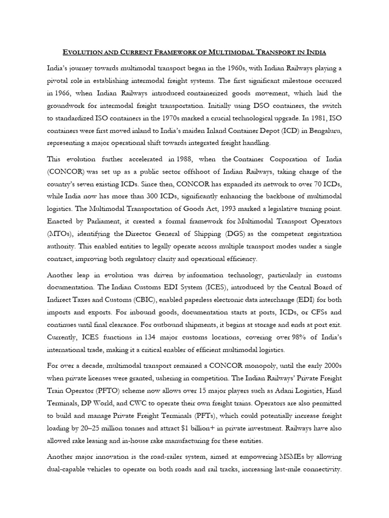 MMTG Act: Framework for Multimodal Transport | PDF | Transport ...