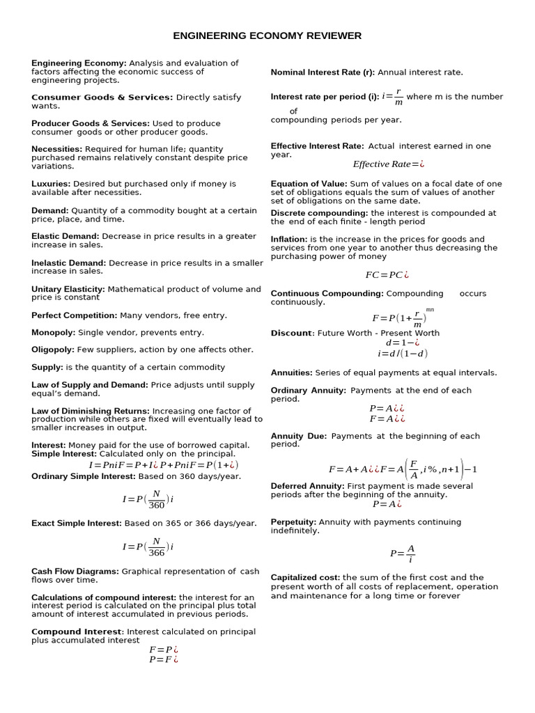 Engineering Economy Concepts Overview | PDF | Elasticity (Economics ...
