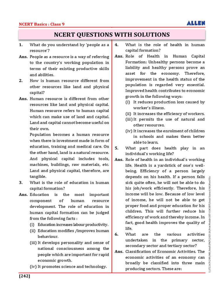 People+as+Resource+ +exercise | PDF | Human Capital | Unemployment