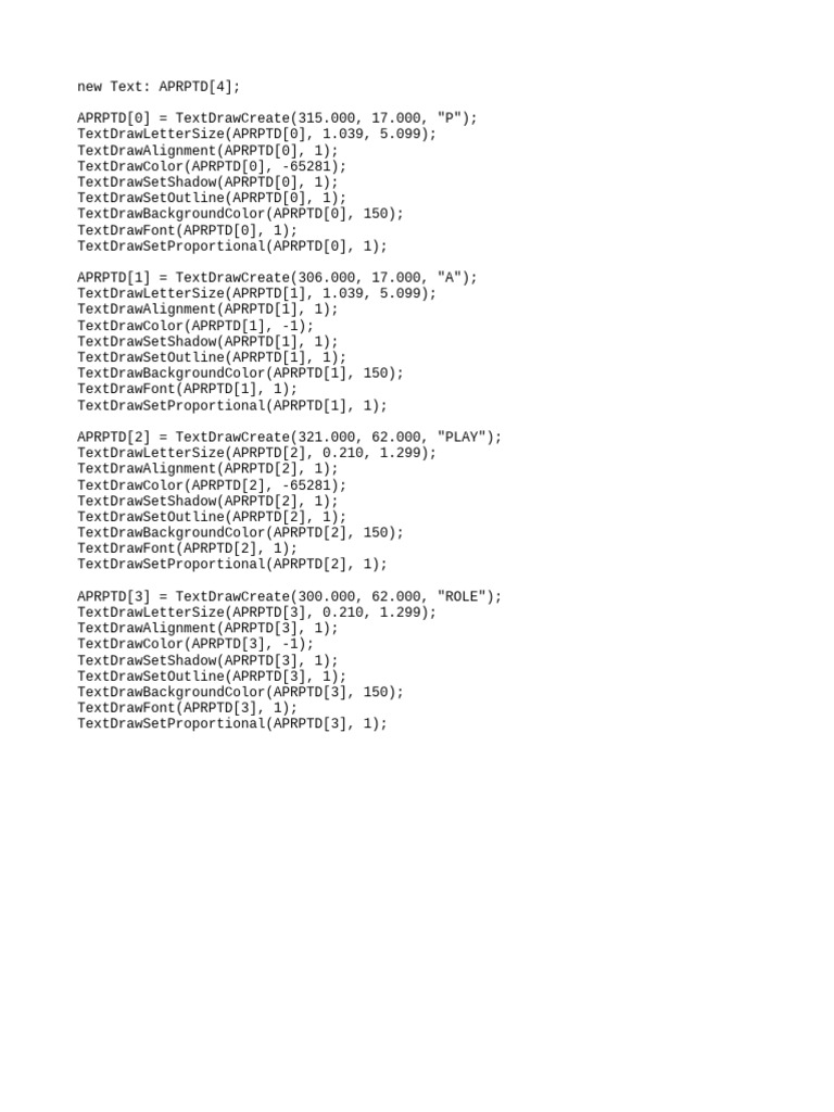 TextDraw Configuration for Game UI | PDF