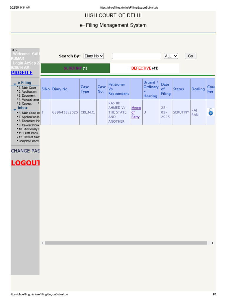 Delhi High Court e-Filing System Guide | PDF | Chess Theory | Chess ...