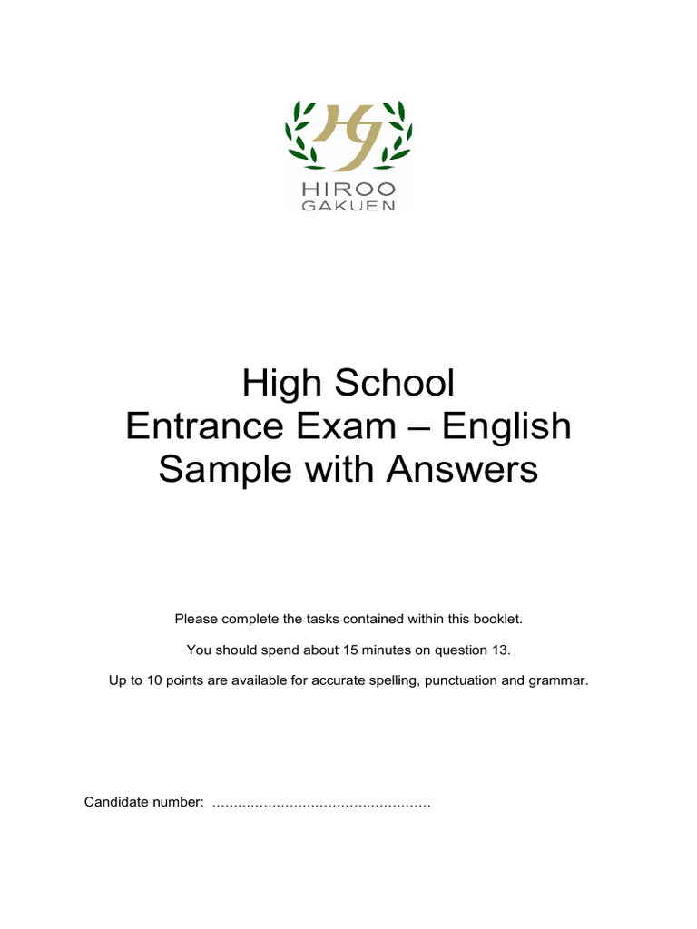 High School English Exam Sample Questions | PDF