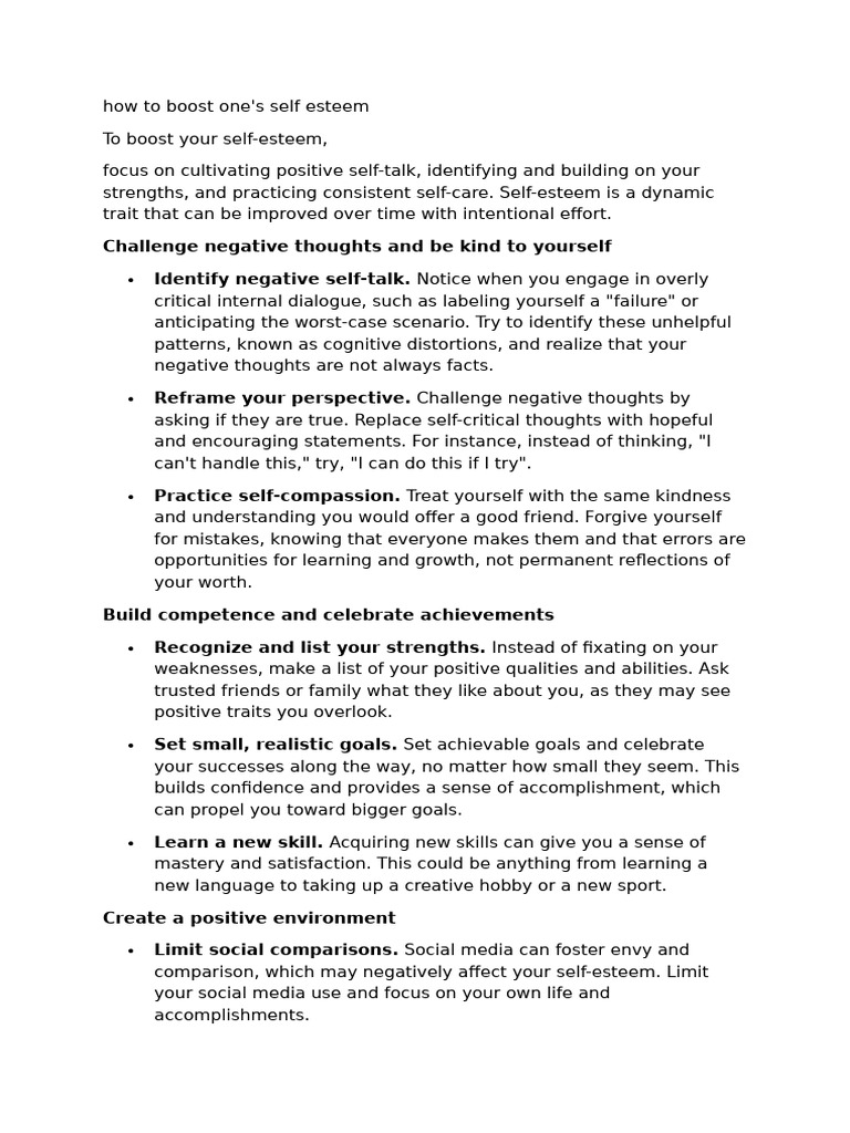 Boosting Self-Esteem: Practical Tips | PDF | Self Esteem | Thought