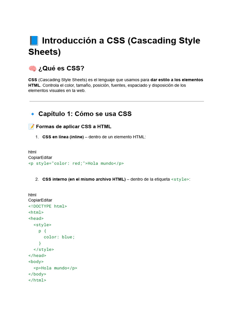 Introducción a CSS: Guía Básica y Práctica | PDF | ciberespacio ...