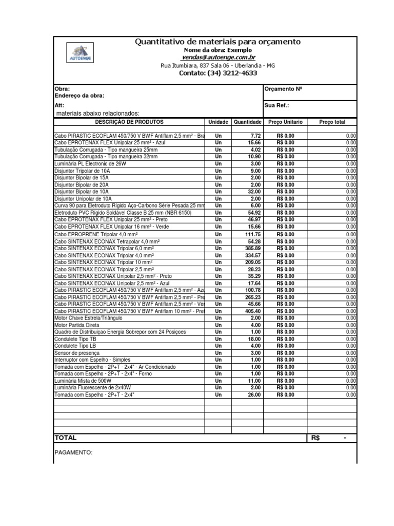 Modelo de Orçamento | PDF
