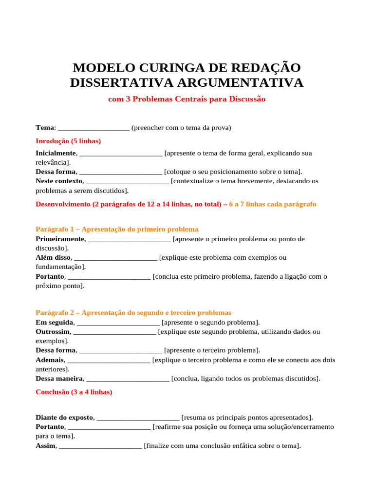 Modelo Curinga de Redação FCC | PDF