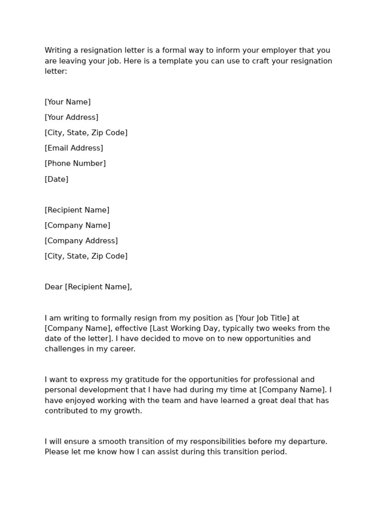 Resignation and Job Application Templates | PDF | Résumé