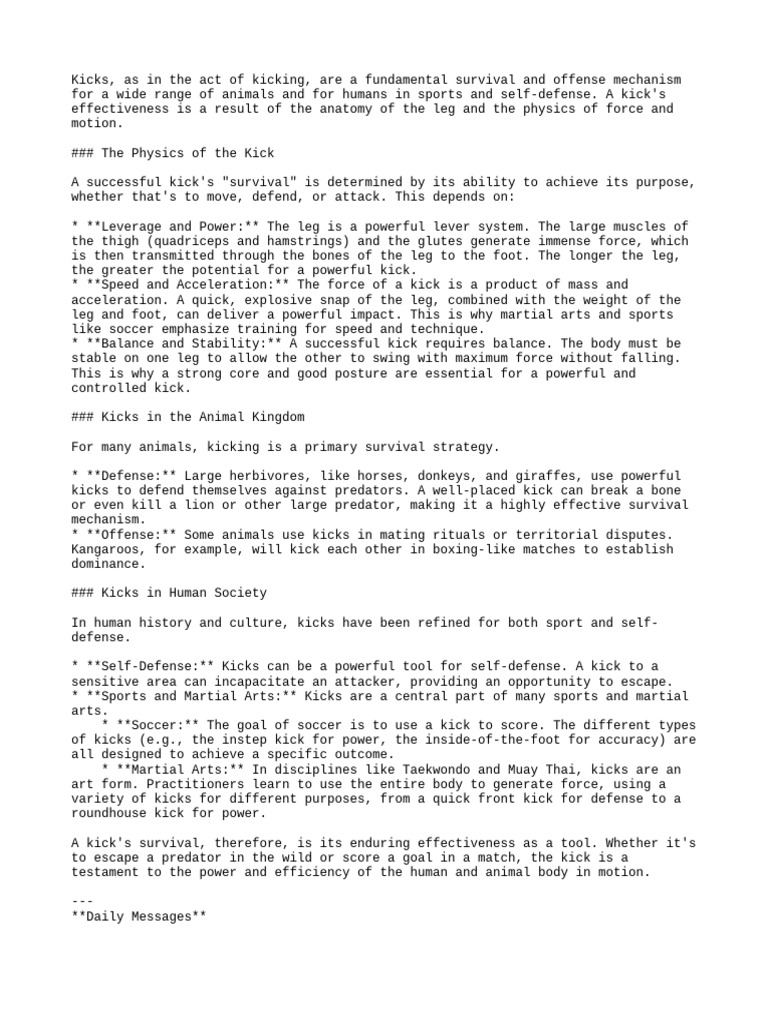 Kicks, As in The Act of Kicking, Ar | PDF | Force