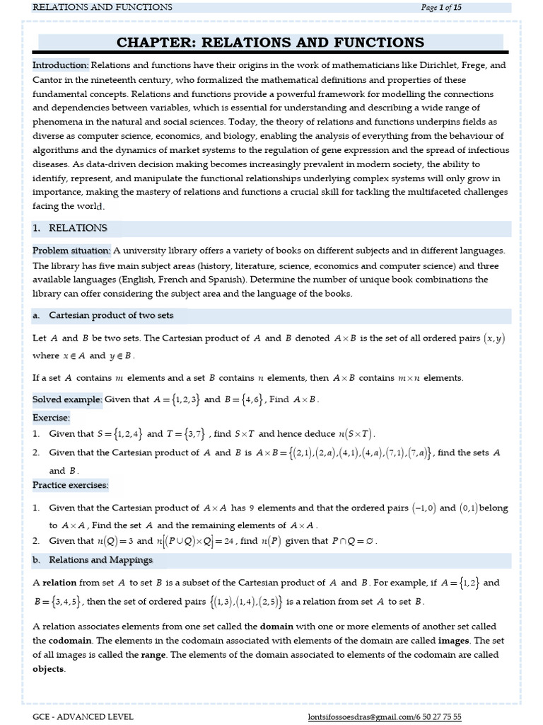 Understanding Relations and Functions | PDF | Function (Mathematics ...