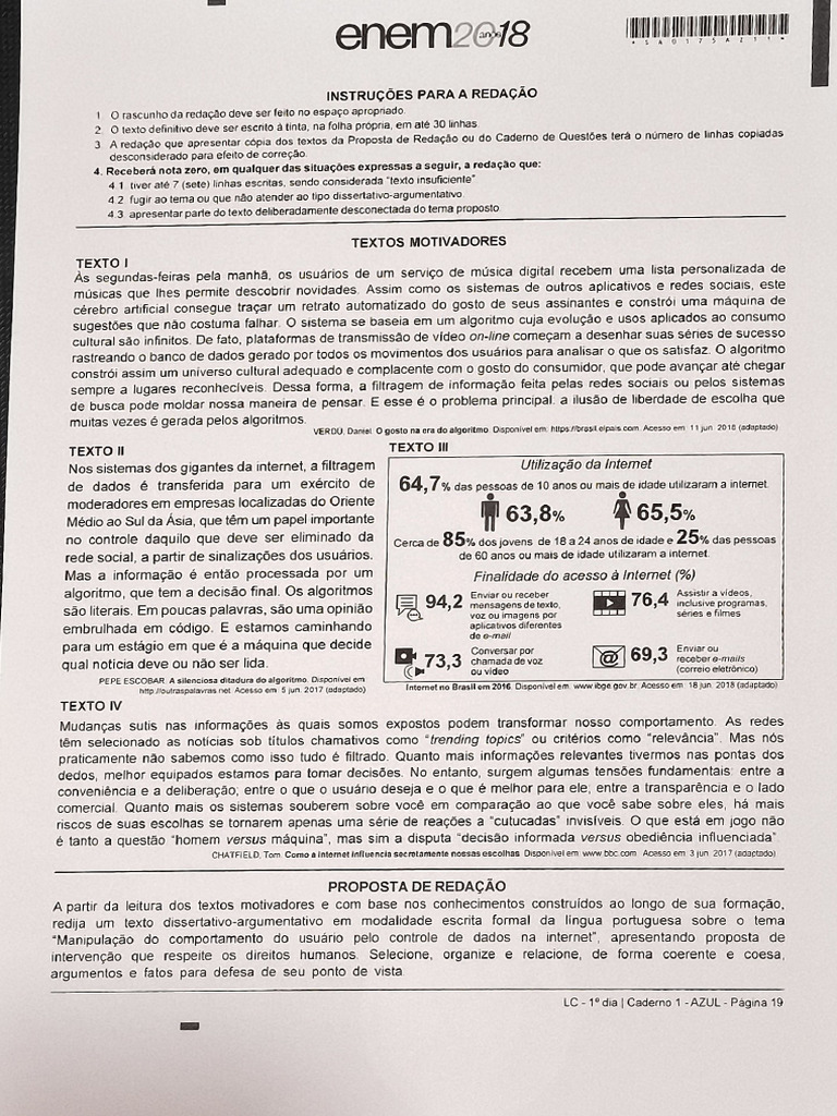 Redação Enem 2018 | PDF