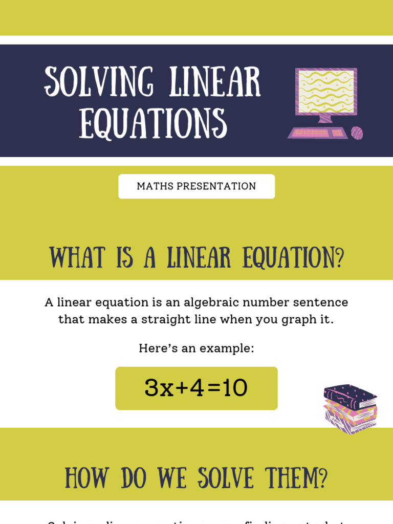 Solving One Variable Linear Equations Maths Presentation in Purple ...