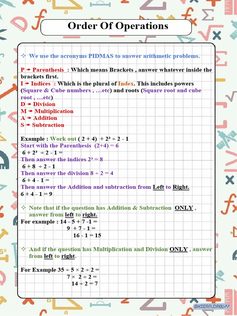 Order of Operations Notes | PDF