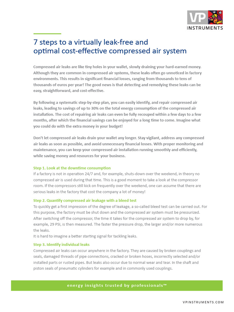 7 Steps to Fix Compressed Air Leaks | PDF | Leak | Flow Measurement