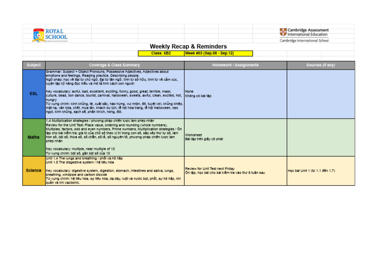6B2 Weekly RecapWeek 3 | PDF