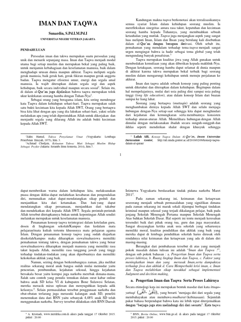 Pemahaman Iman dan Taqwa dalam Islam | PDF