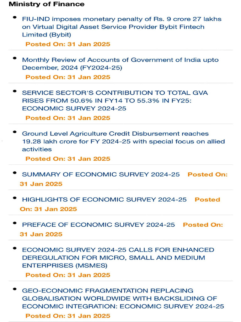 Economic Survey 2024-25 Highlights | PDF | Economy Of India | Economies
