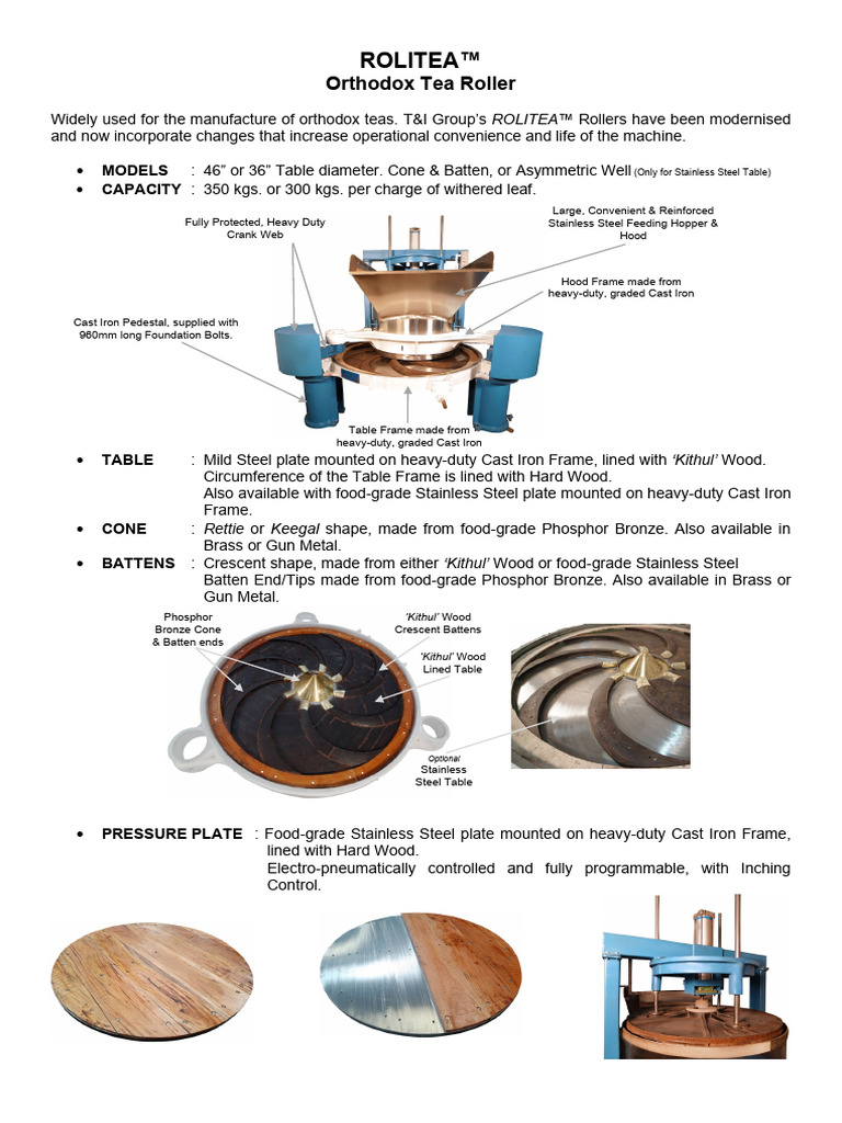 Modern Orthodox Tea Roller Machine | PDF | Valve | Mechanical Engineering