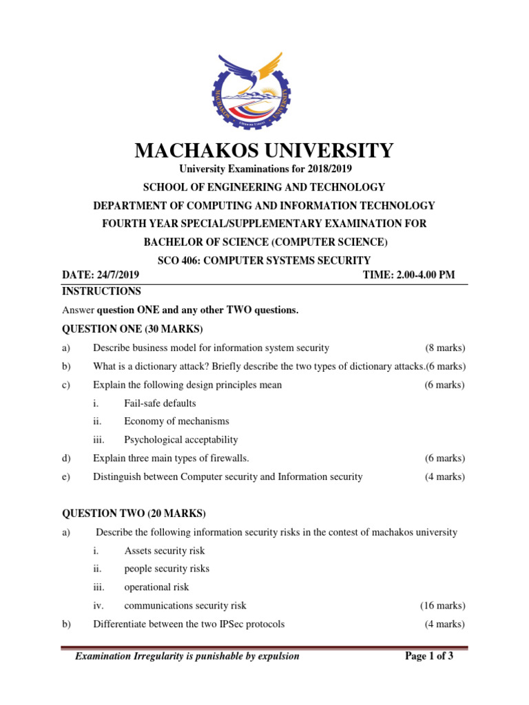 Sco 406 Computer Systems Security | PDF | Telecommunications | Computer ...