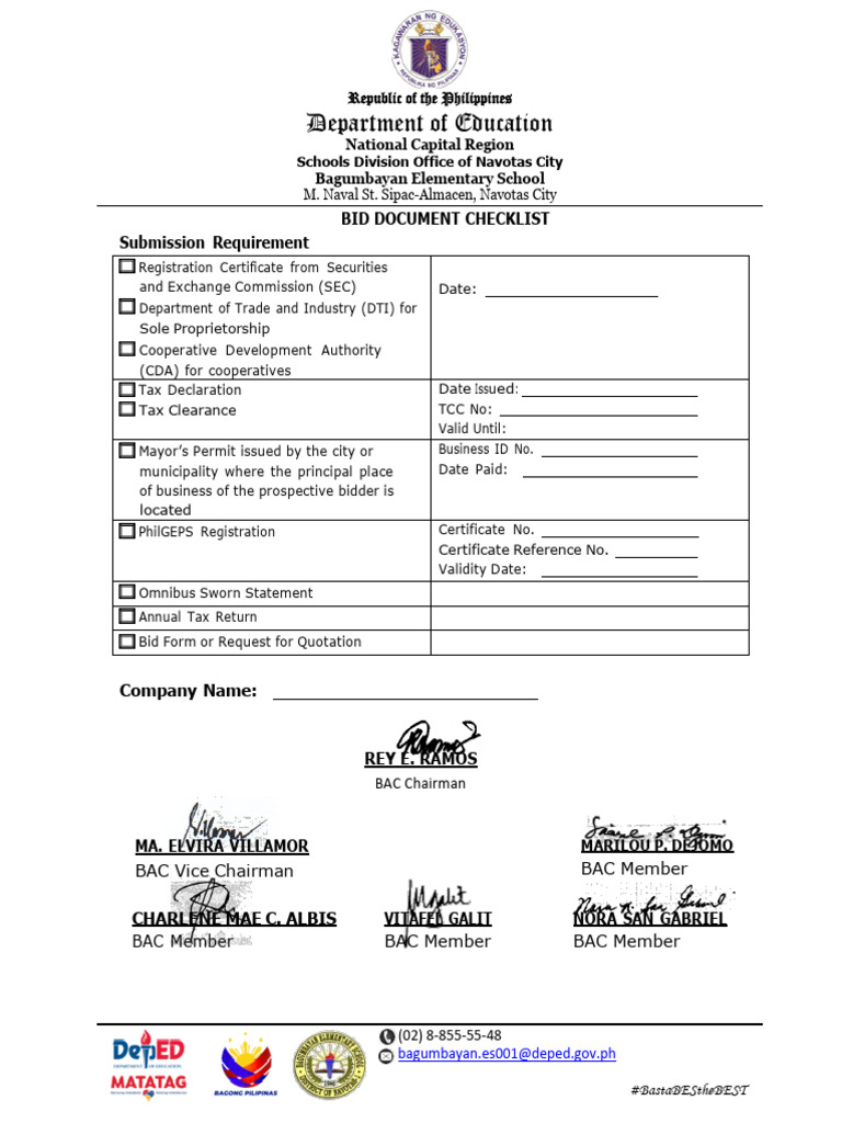 Bid Docs Checklist | PDF