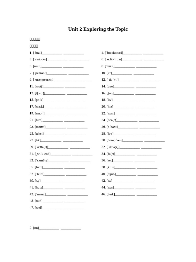 Unit 2 Exploring The Topic | PDF