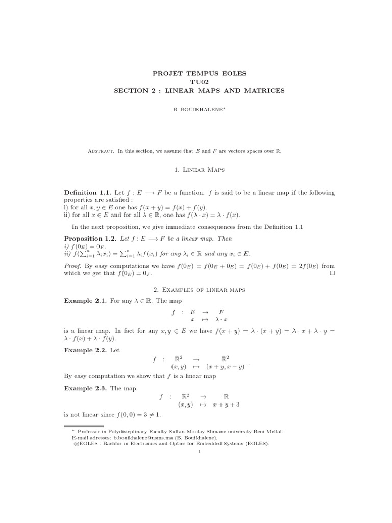 Linear Maps and Matrices Overview | PDF | Linear Map | Algebra