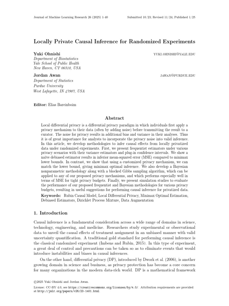 Locally Private Causal Inference Methods | PDF | Statistical Inference ...