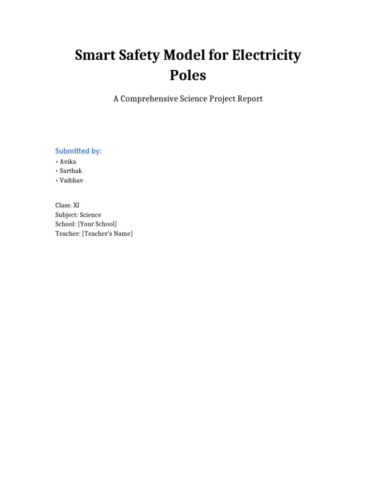Smart Safety Model for Electric Poles | PDF | Electricity | Accidents